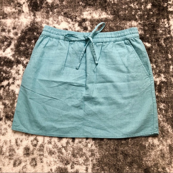 Forever 21 Dresses & Skirts - Forever 21 Blue Linen Drawstring Skirt